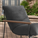 Claret Outdoor Patio Boucle Sling Lounge Chair in Charcoal