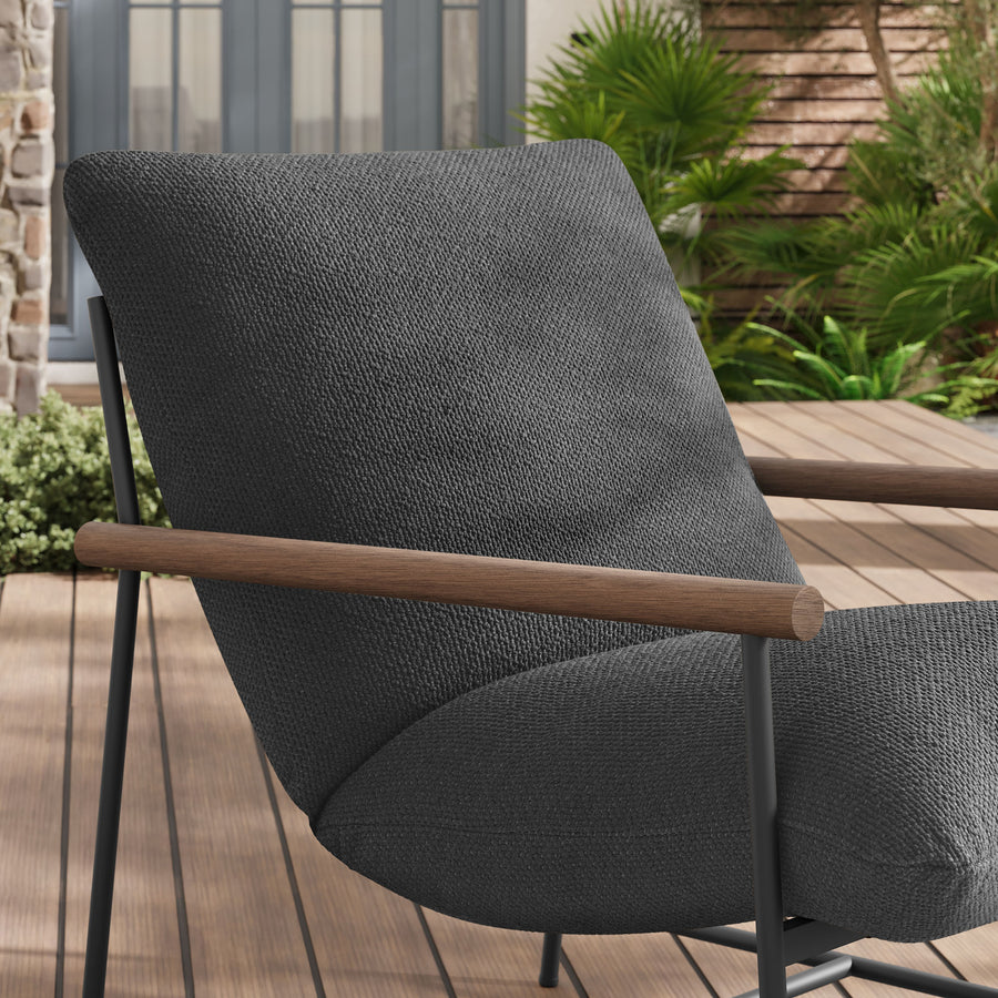 Claret Outdoor Patio Boucle Sling Lounge Chair in Charcoal