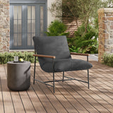 Claret Outdoor Patio Boucle Sling Lounge Chair in Charcoal