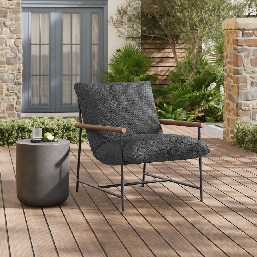 Claret Outdoor Patio Boucle Sling Lounge Chair in Charcoal