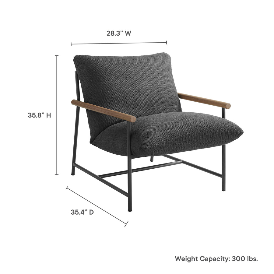 Claret Outdoor Patio Boucle Sling Lounge Chair in Charcoal