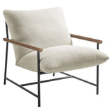 Claret Outdoor Patio Boucle Sling Lounge Chair in Ivory