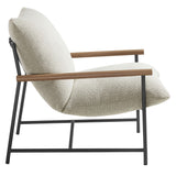 Claret Outdoor Patio Boucle Sling Lounge Chair in Ivory