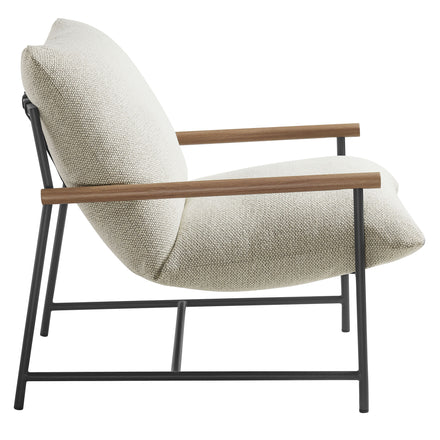 Raya Outdoor Patio Boucle Sling Lounge Chair in Ivory