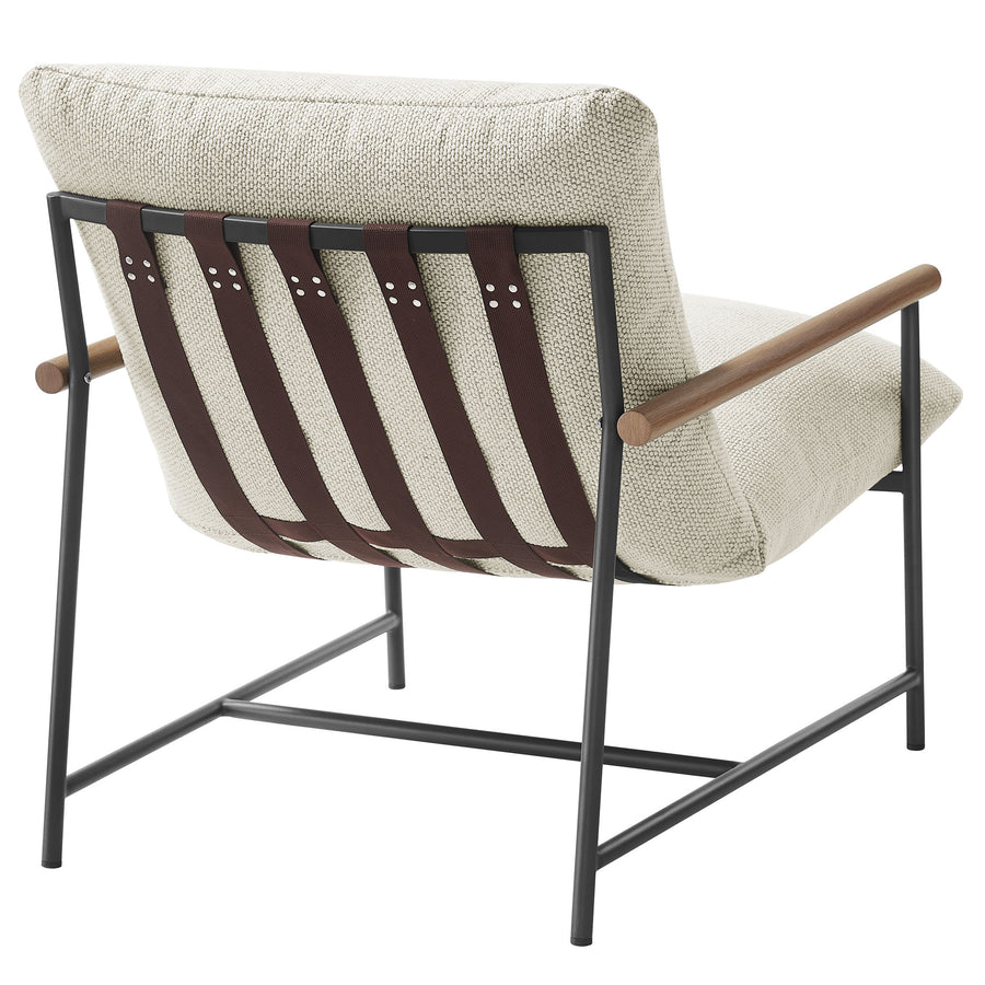 Claret Outdoor Patio Boucle Sling Lounge Chair in Ivory