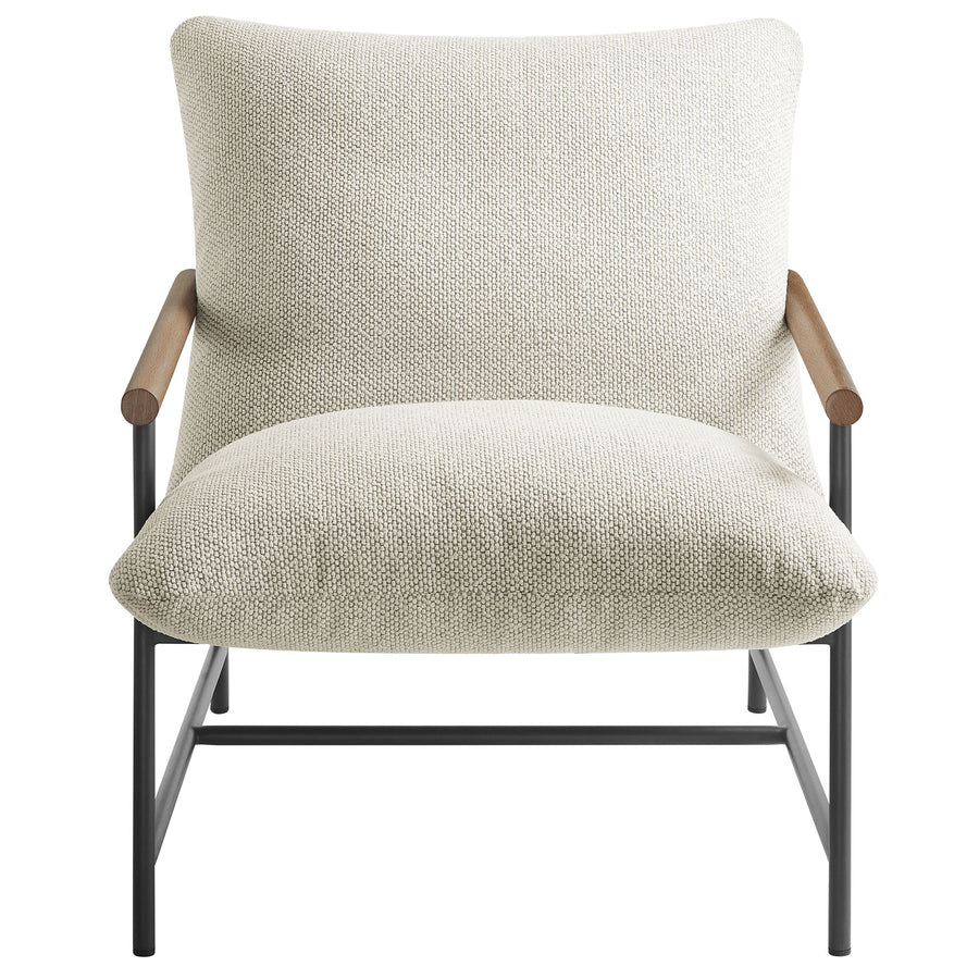 Claret Outdoor Patio Boucle Sling Lounge Chair in Ivory