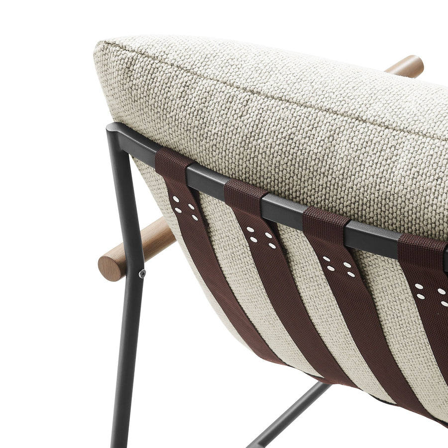 Claret Outdoor Patio Boucle Sling Lounge Chair in Ivory