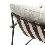 Claret Outdoor Patio Boucle Lounge Chair and Ottoman in Ivory