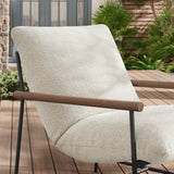 Claret Outdoor Patio Boucle Sling Lounge Chair in Ivory