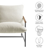 Claret Outdoor Patio Boucle Sling Lounge Chair in Ivory