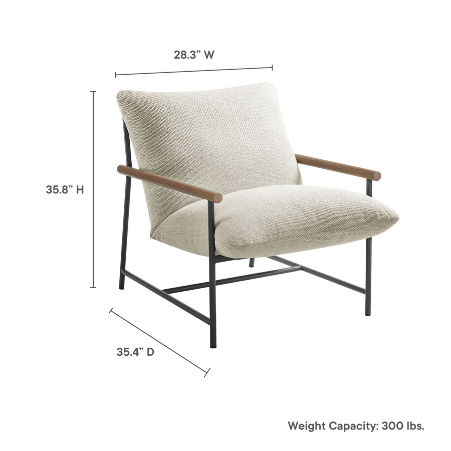 Claret Outdoor Patio Boucle Sling Lounge Chair in Ivory
