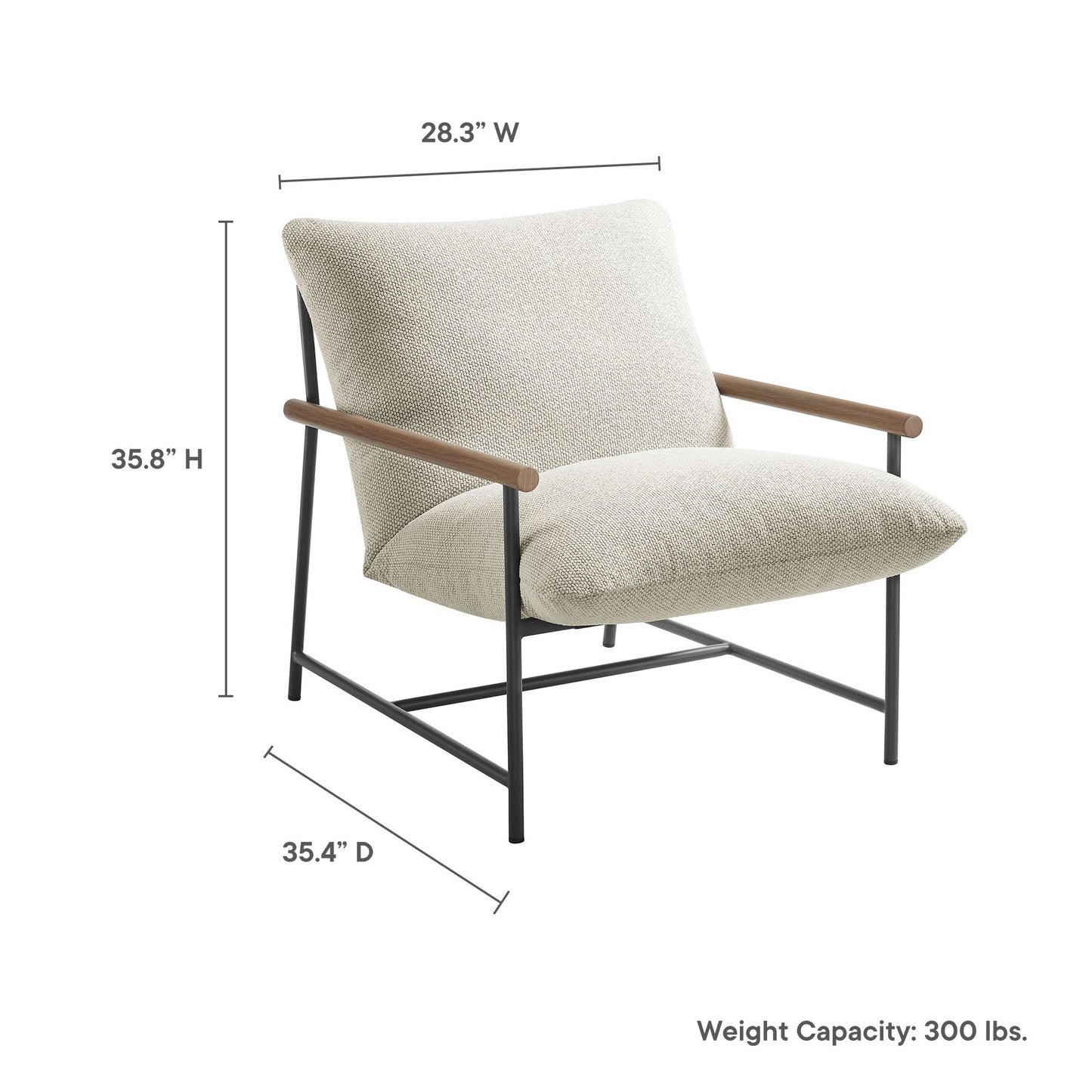 Claret Outdoor Patio Boucle Lounge Chair and Ottoman in Ivory