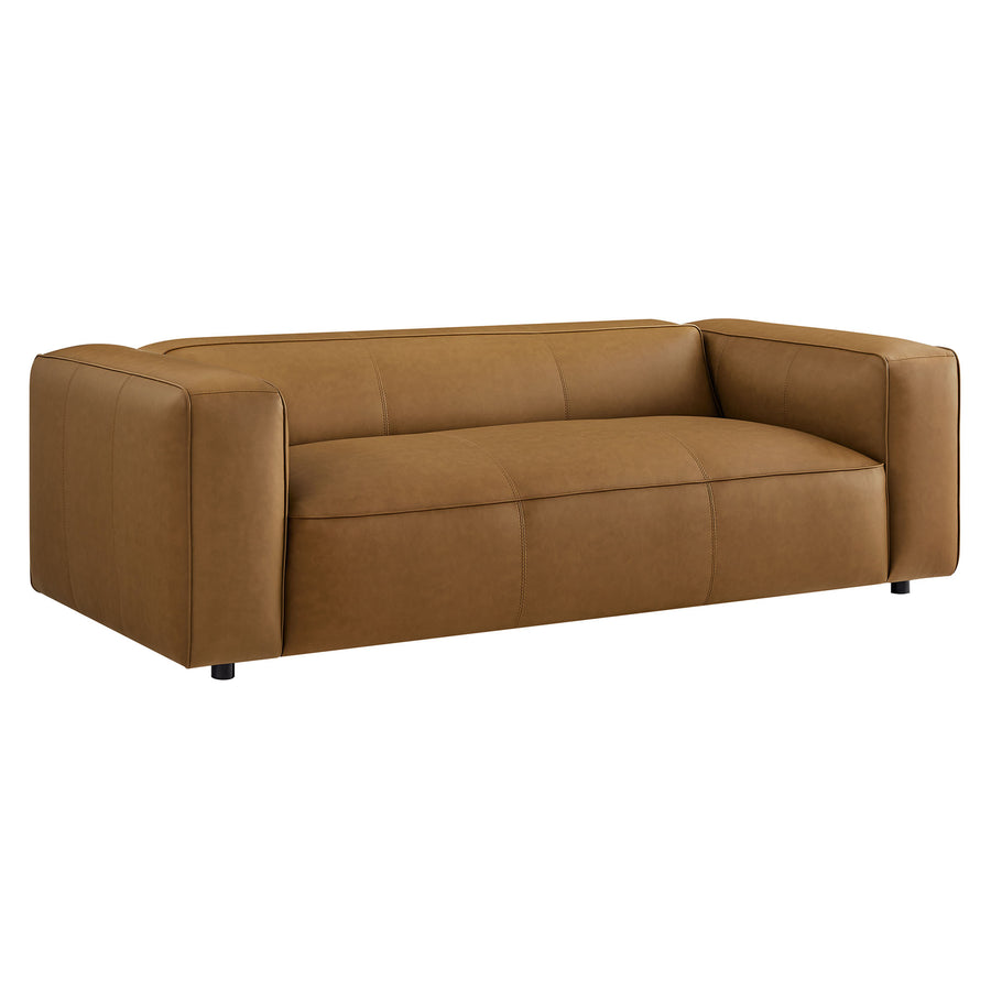 Dune Upholstered Vegan Leather Sofa in Camel
