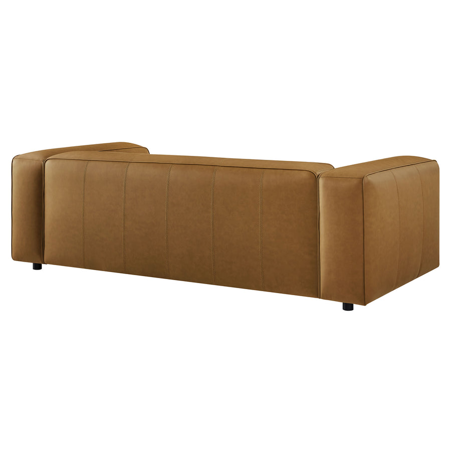 Dune Upholstered Vegan Leather Sofa in Camel