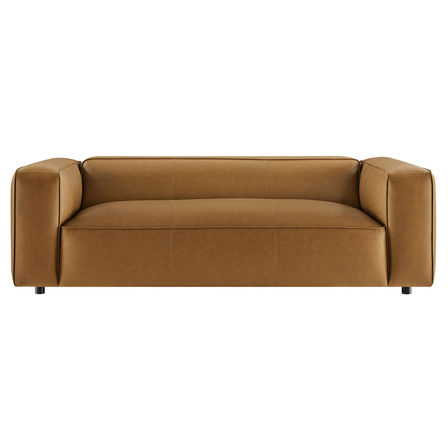 Dune Upholstered Vegan Leather Sofa in Camel