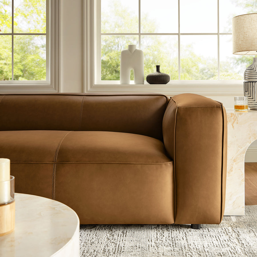 Dune Upholstered Vegan Leather Sofa in Camel