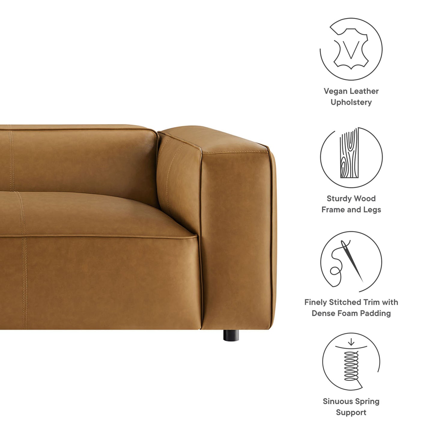 Auren Upholstered Vegan Leather Sofa by Furniture For America