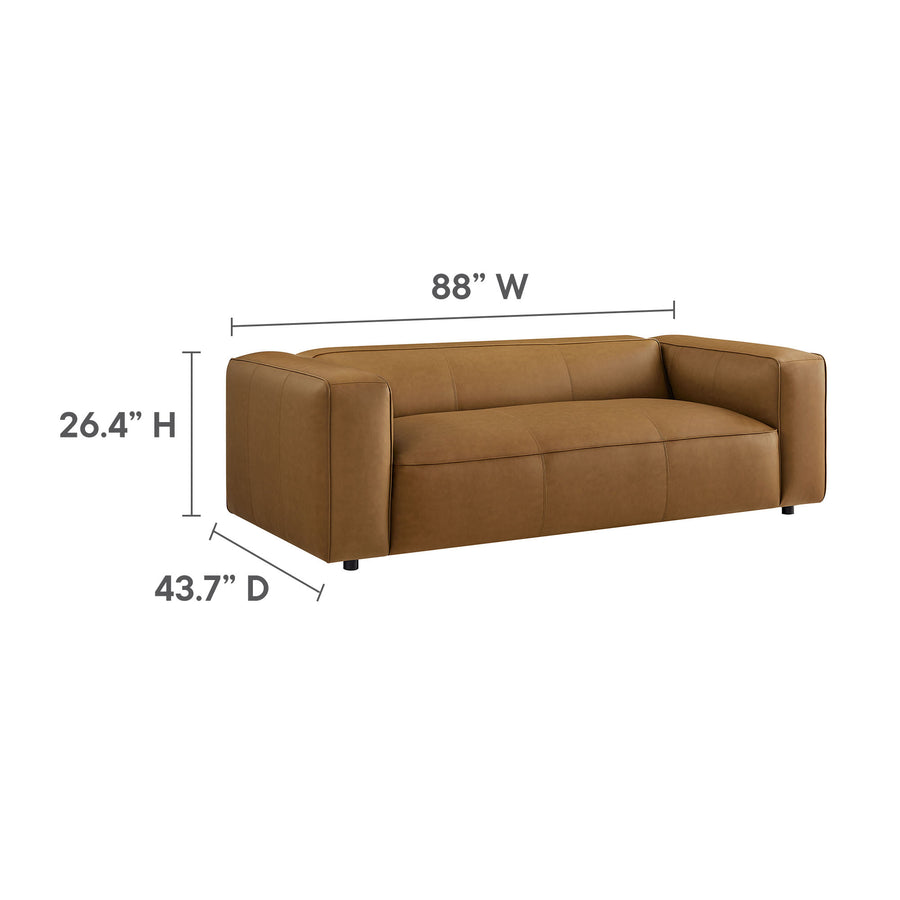 Dune Upholstered Vegan Leather Sofa in Camel