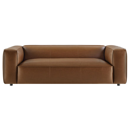 Auren Upholstered Vegan Leather Sofa in Coffee