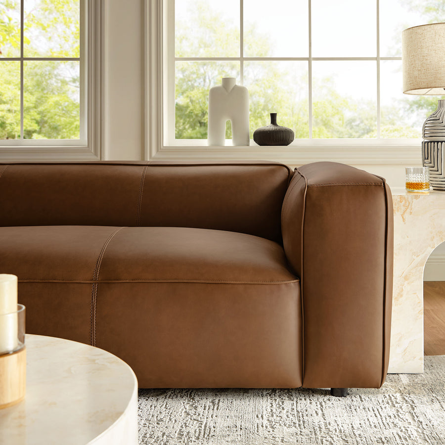 Dune Upholstered Vegan Leather Sofa in Coffee
