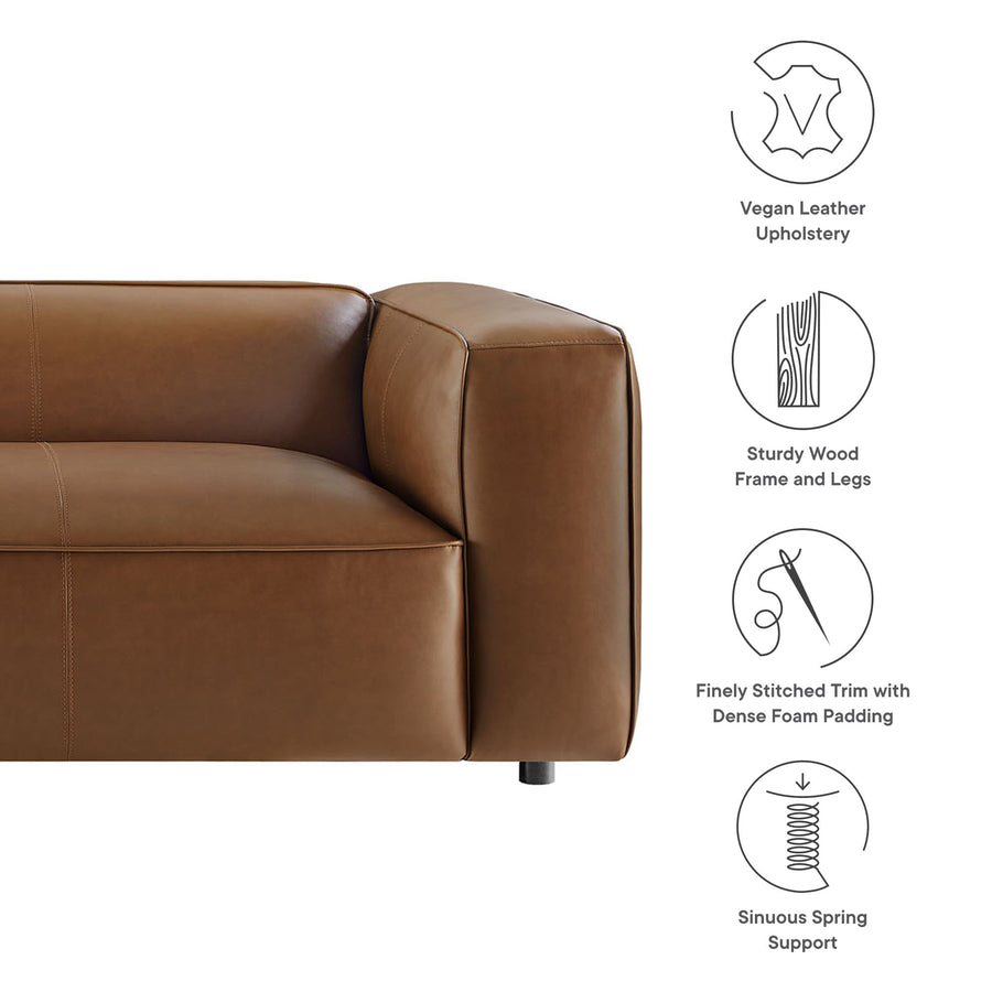 Dune Upholstered Vegan Leather Sofa in Coffee