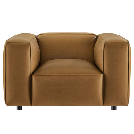 Auren Upholstered Vegan Leather Modular Armchair in Camel