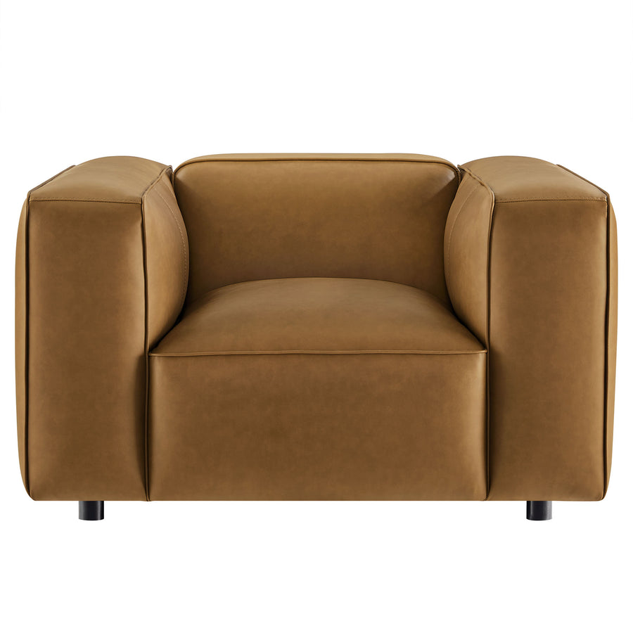 Dune Upholstered Vegan Leather Modular Armchair in Camel