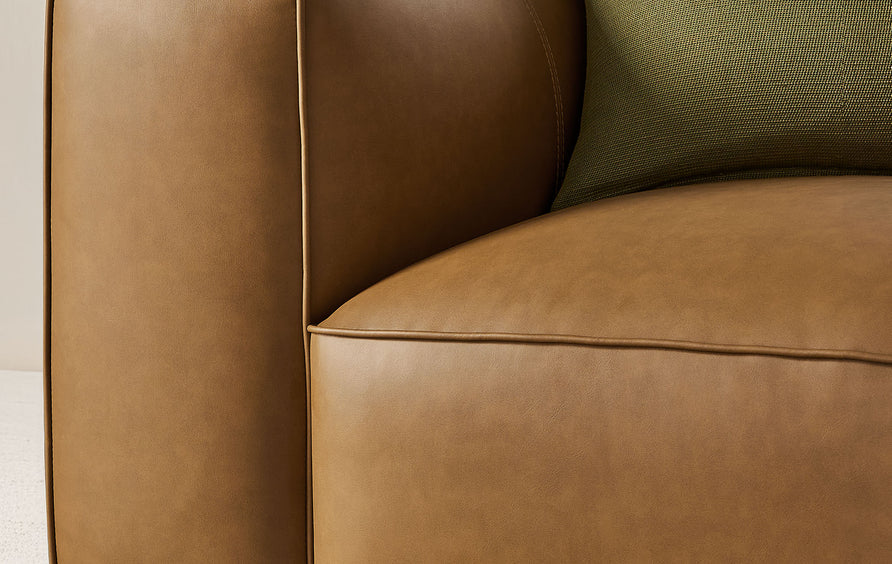 Dune Upholstered Vegan Leather Modular Armchair in Camel