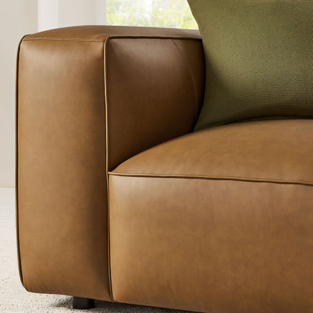 Auren Upholstered Vegan Leather Modular Armchair in Camel