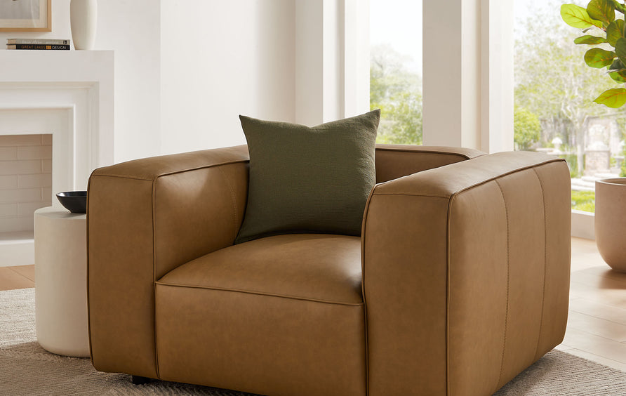Dune Upholstered Vegan Leather Modular Armchair in Camel