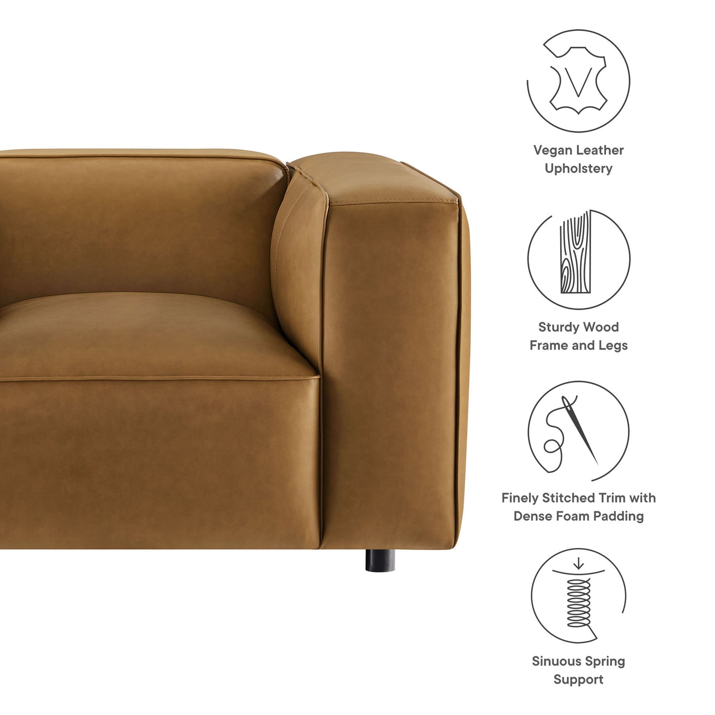 Auren Upholstered Vegan Leather Modular Armchair by Furniture For America