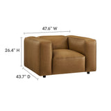 Dune Upholstered Vegan Leather Modular Armchair in Camel