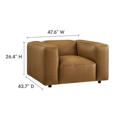 Auren Upholstered Vegan Leather Modular Armchair in Camel