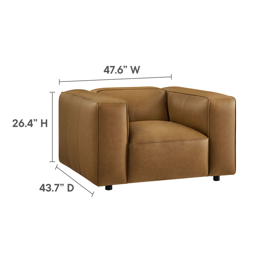 Dune Upholstered Vegan Leather Modular Armchair in Camel