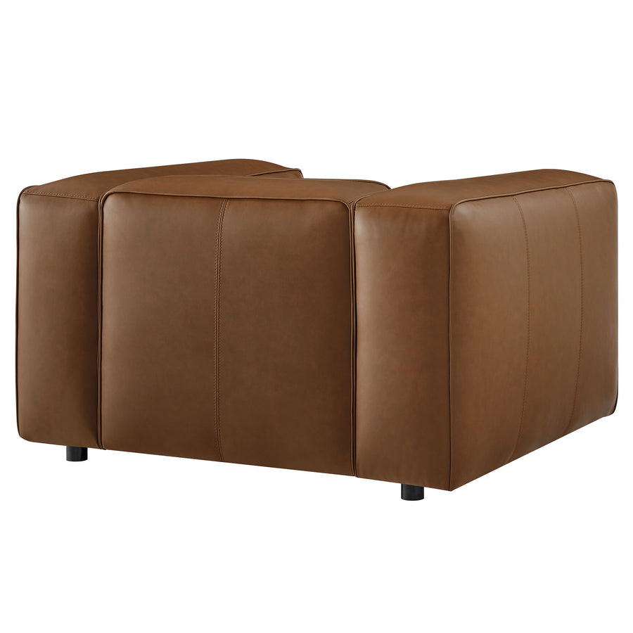 Dune Upholstered Vegan Leather Modular Armchair in Coffee