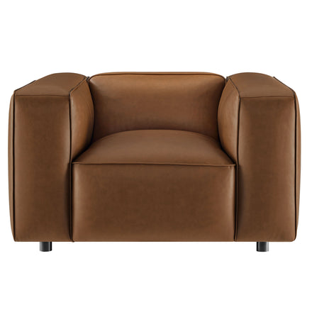 Auren Upholstered Vegan Leather Modular Armchair in Coffee