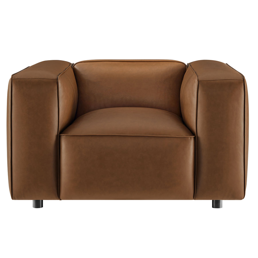 Dune Upholstered Vegan Leather Modular Armchair in Coffee