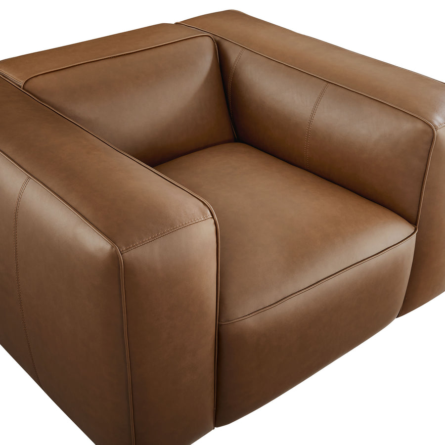 Dune Upholstered Vegan Leather Modular Armchair in Coffee