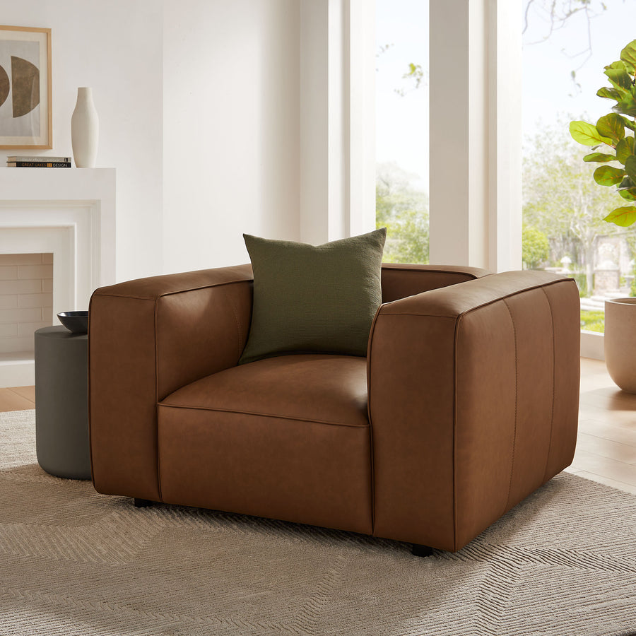 Dune Upholstered Vegan Leather Modular Armchair in Coffee