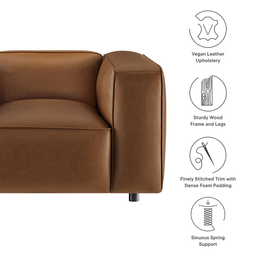 Dune Upholstered Vegan Leather Modular Armchair in Coffee