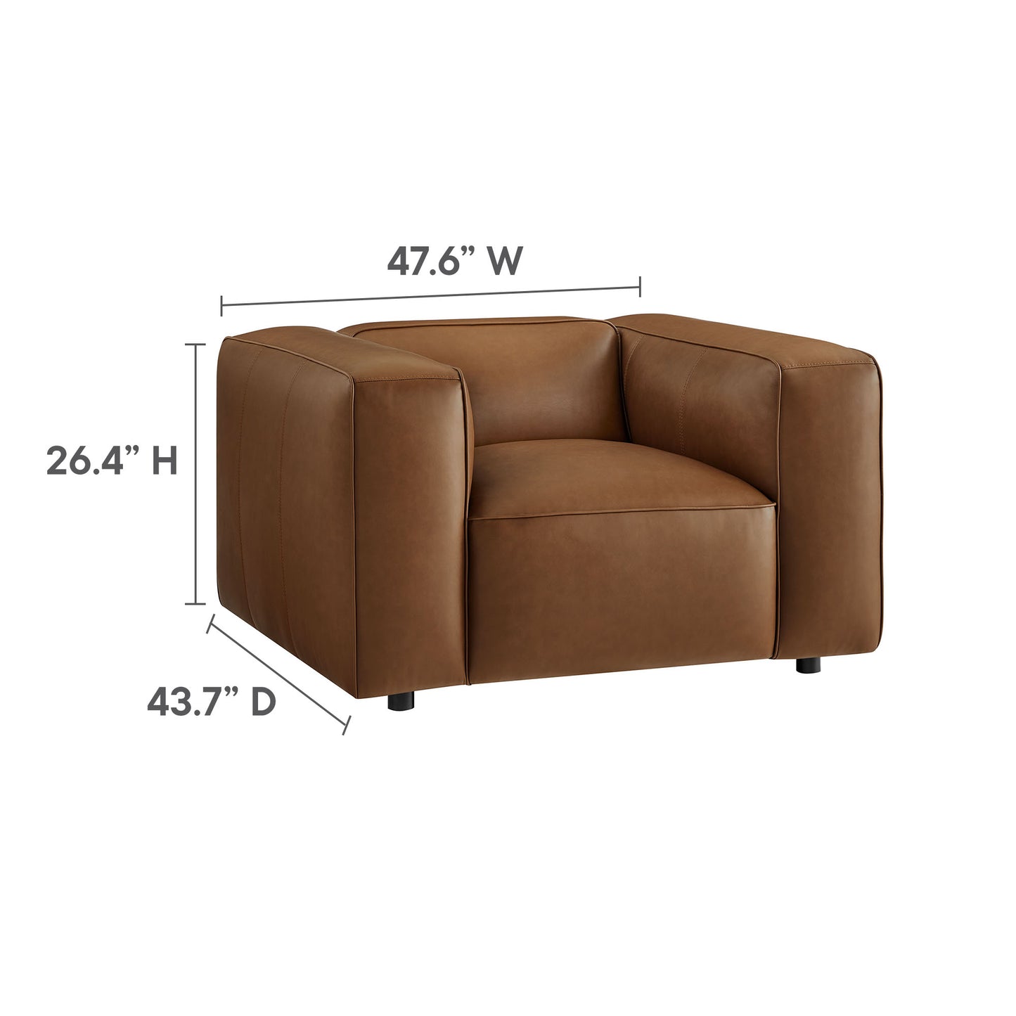 Auren Upholstered Vegan Leather Modular Armchair by Furniture For America