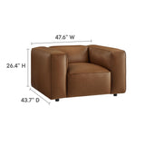 Dune Upholstered Vegan Leather Modular Armchair in Coffee