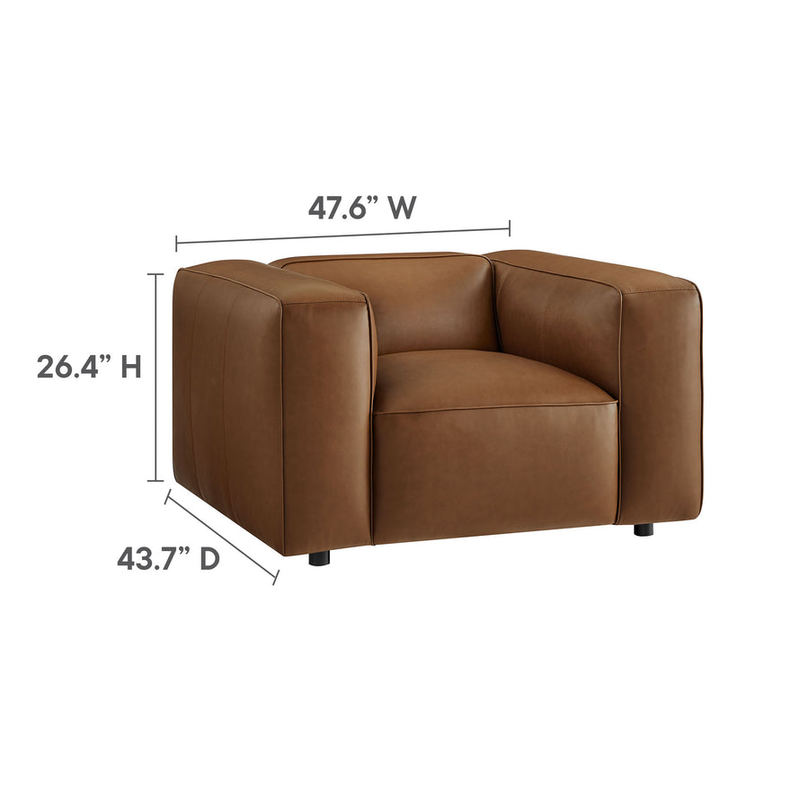 Dune Upholstered Vegan Leather Modular Armchair in Coffee