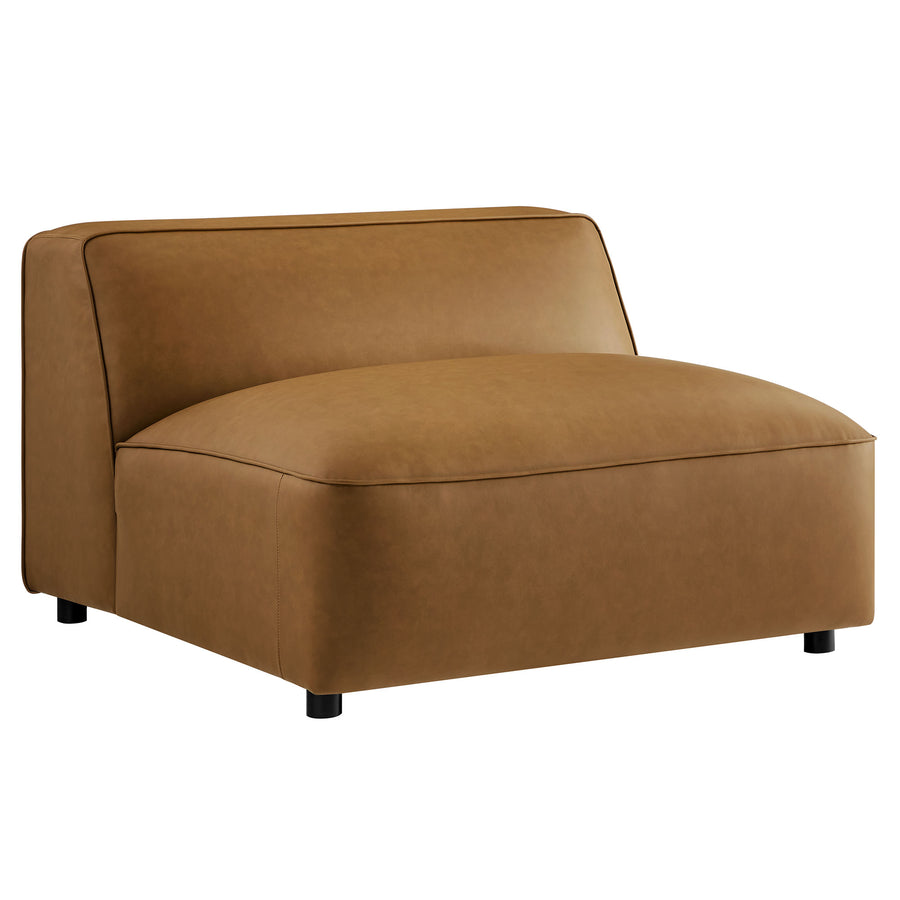 Dune Upholstered Vegan Leather Modular Armless Chair in Camel