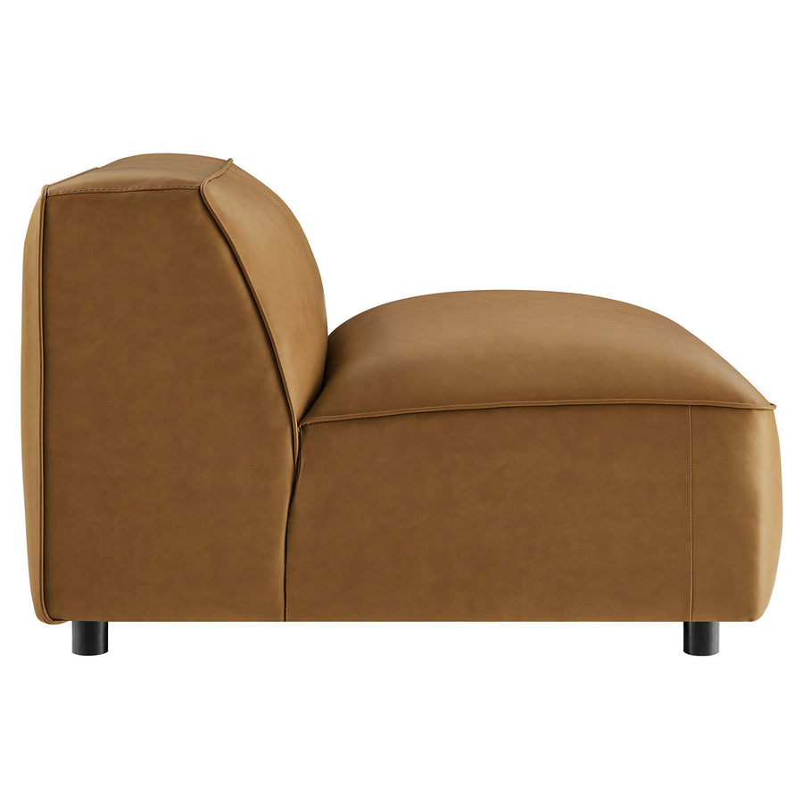 Dune Upholstered Vegan Leather Modular Armless Chair in Camel