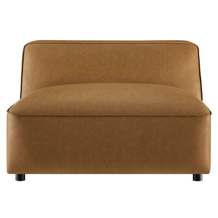 Auren Upholstered Vegan Leather Modular Armless Chair in Camel