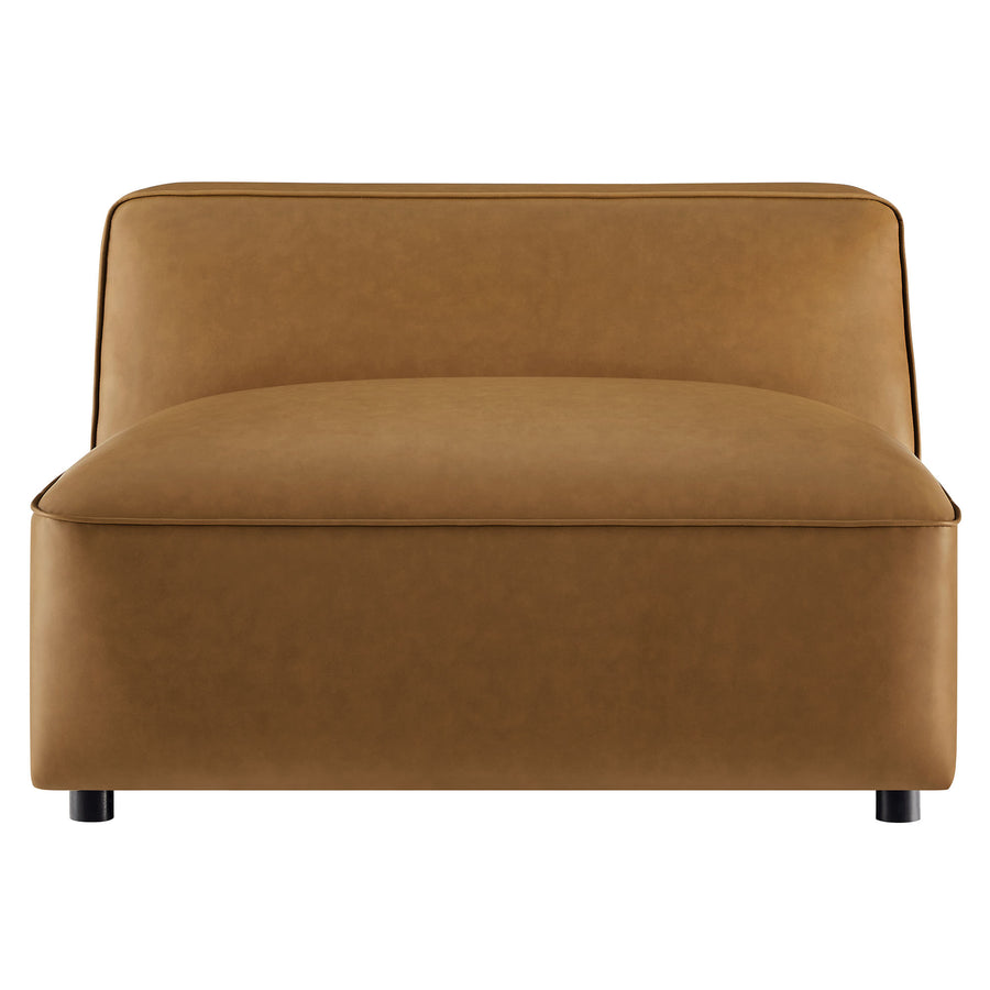 Dune Upholstered Vegan Leather Modular Armless Chair in Camel