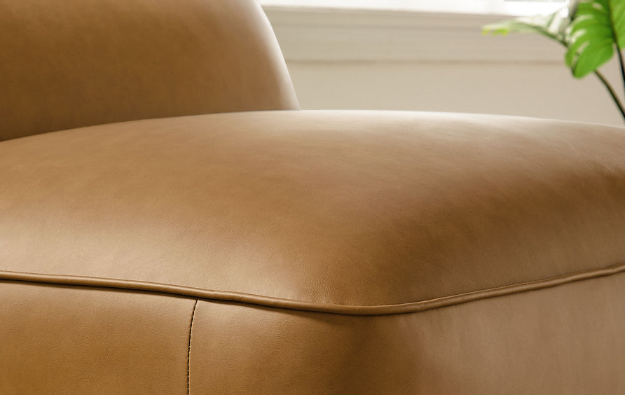 Dune Upholstered Vegan Leather Modular Armless Chair in Camel