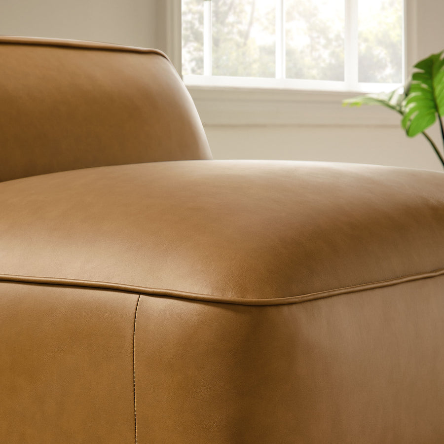 Dune Upholstered Vegan Leather Modular Armless Chair in Camel