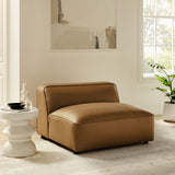 Dune Upholstered Vegan Leather Modular Armless Chair in Camel